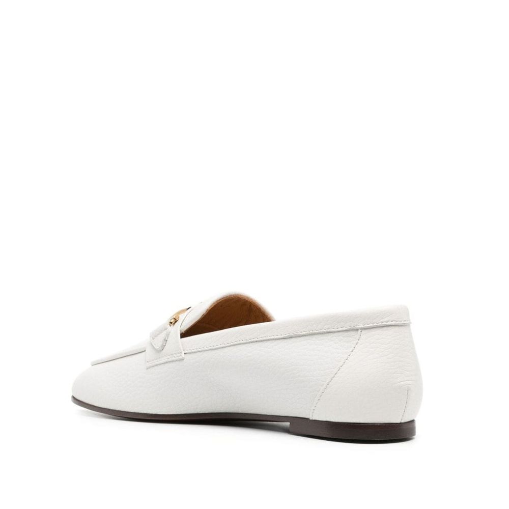 Tod's White Calfskin Slip-On Loafers